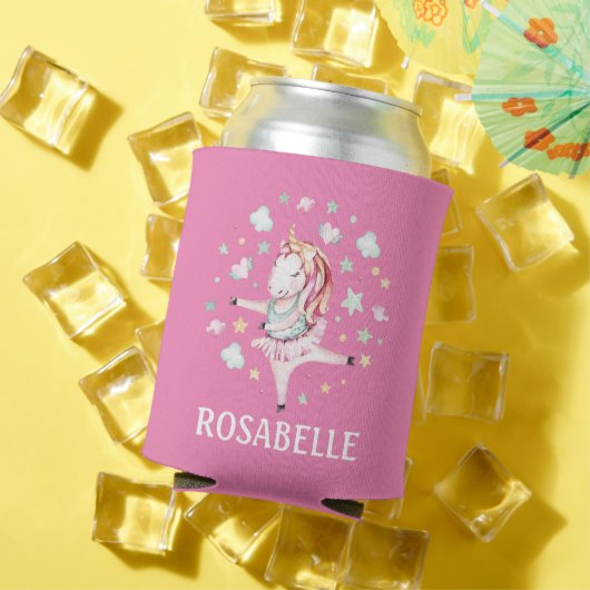 Cute Unicorn Ballerina Girly PInk Kinderen Blikjeskoeler (Insitu Zomer)