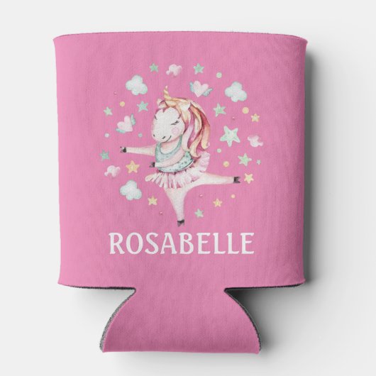 Cute Unicorn Ballerina Girly PInk Kinderen Blikjeskoeler (Achterkant)