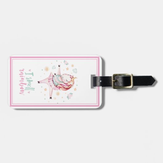 Cute Unicorn Ballerina I Smell Rainbow Travel Bagagelabel (Voorkant horizontaal)