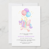 Cute Unicorn Balloons Modern Pastel Baby Shower Kaart (Voorkant)