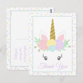 Cute Unicorn Bedankkaart Postkaarten (Voorkant / Achterkant)
