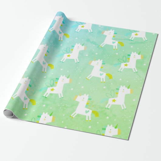Cute Unicorn bedrukt Cadeaupapier (Uitgerold)