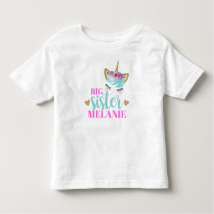 Cute Unicorn Big Sister Gepersonaliseerde Baby of Kinder Shirts