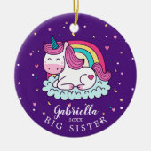 Cute Unicorn Big Sister kerstversiering Keramisch Ornament (Voorkant)