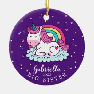Cute Unicorn Big Sister kerstversiering Keramisch Ornament