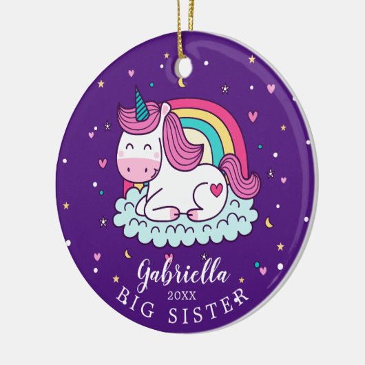 Cute Unicorn Big Sister kerstversiering Keramisch Ornament (Links)