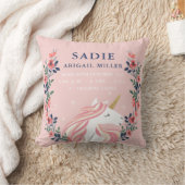 Cute Unicorn Birth Announcement Nursery Pillow Kussen (Deken)