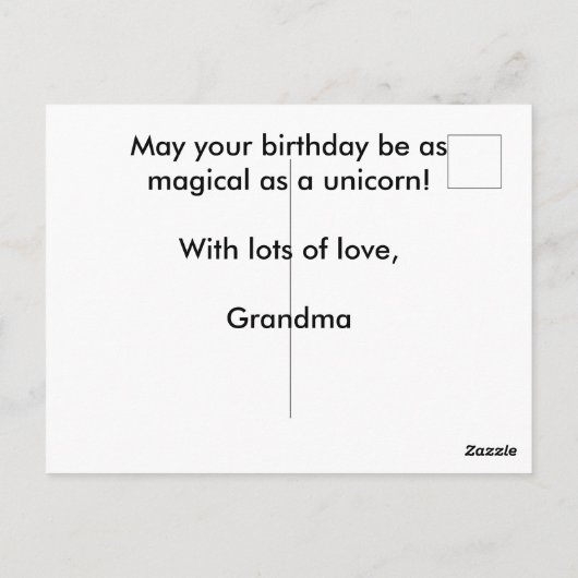 Cute Unicorn Birthday Briefkaart (Achterkant)