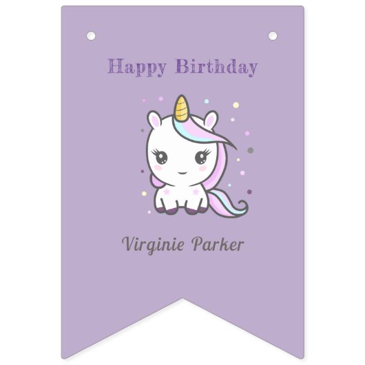Cute Unicorn Birthday Bunting Flags Vlaggetjes (Derde vlag)