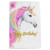 Cute Unicorn Birthday Gift Bag Medium Cadeauzakje (Voorkant)