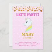 Cute Unicorn Birthday Invitation Kaart (Voorkant)