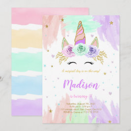 Cute Unicorn Birthday Invitation Kaart