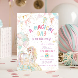 Cute Unicorn Birthday Invitation Kaart
