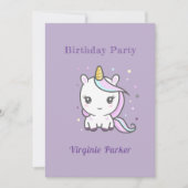 Cute Unicorn Birthday Invitation Kaart (Voorkant)