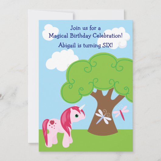 Cute Unicorn Birthday Invitation Kaart (Voorkant)