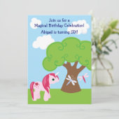 Cute Unicorn Birthday Invitation Kaart (Staand voorkant)