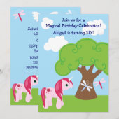 Cute Unicorn Birthday Invitation Kaart (Voorkant / Achterkant)