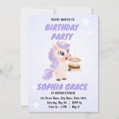 Cute Unicorn Birthday Invitation Kaart (Voorkant)