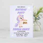 Cute Unicorn Birthday Invitation Kaart (Staand voorkant)