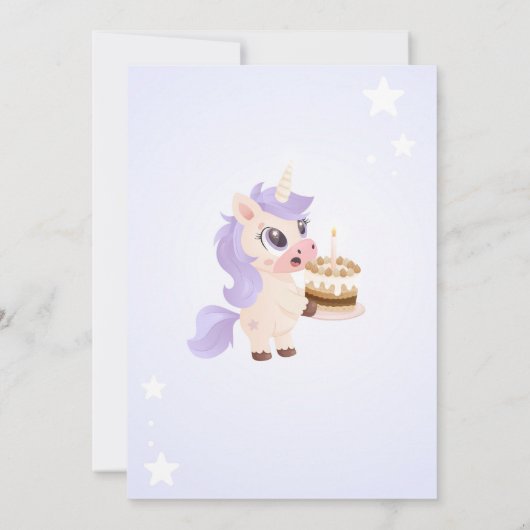 Cute Unicorn Birthday Invitation Kaart (Achterkant)
