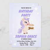 Cute Unicorn Birthday Invitation Kaart (Voorkant / Achterkant)