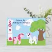 Cute Unicorn Birthday Invitation Kaart (Staand voorkant)