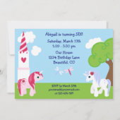 Cute Unicorn Birthday Invitation Kaart (Achterkant)