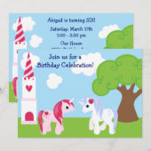 Cute Unicorn Birthday Invitation Kaart (Voorkant / Achterkant)