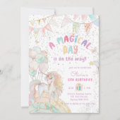 Cute Unicorn Birthday Invitation Kaart (Voorkant)