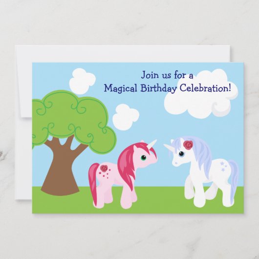 Cute Unicorn Birthday Invitation Kaart (Voorkant)