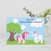 Cute Unicorn Birthday Invitation Kaart (Staand voorkant)
