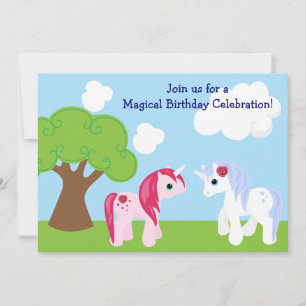 Cute Unicorn Birthday Invitation Kaart