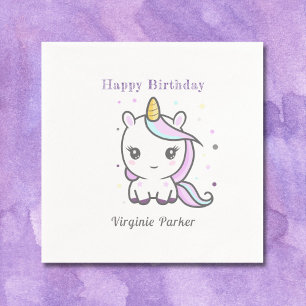 Cute Unicorn Birthday Napkins Servet
