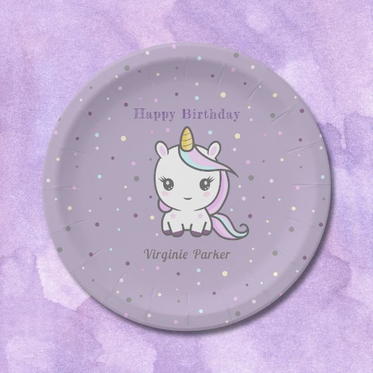 Cute Unicorn Birthday Paper Borden Papieren Bordje
