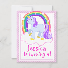Cute Unicorn Birthday Party Invitation Kaart