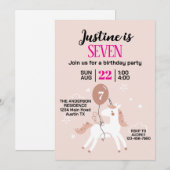 Cute Unicorn Birthday Party Kaart (Voorkant / Achterkant)