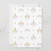 Cute Unicorn Birthday Party Kaart (Achterkant)