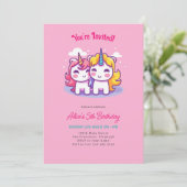 Cute Unicorn Birthday Party Kaart (Staand voorkant)