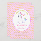 Cute Unicorn Birthday Party Kaart (Voorkant / Achterkant)