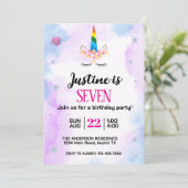 Cute Unicorn Birthday Party Kaart (Staand voorkant)