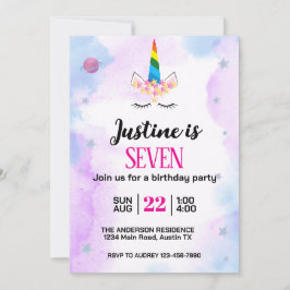 Cute Unicorn Birthday Party Kaart