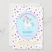 Cute Unicorn Birthday Party Kaart (Voorkant)