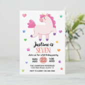 Cute Unicorn Birthday Party Kaart (Staand voorkant)