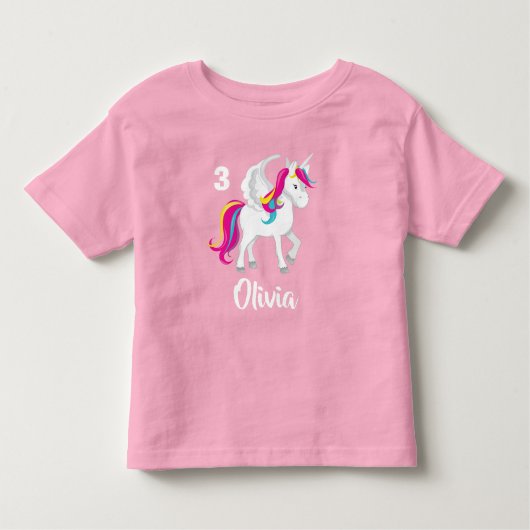 Cute Unicorn Birthday Personalised Pink Kinder Shirts (Voorkant)