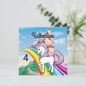 Cute UNICORN Birthday Personalize Girl's Name Age (Staand voorkant)