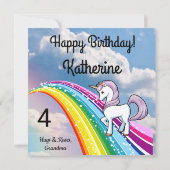 Cute UNICORN Birthday Personalize Girl's Name Age (Achterkant)