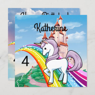 Cute UNICORN Birthday Personalize Girl's Name Age