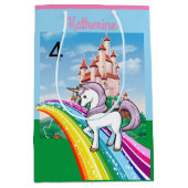 Cute UNICORN Birthday Personalize Girl's Name Age Medium Cadeauzakje (Voorkant)