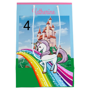 Cute UNICORN Birthday Personalize Girl's Name Age Medium Cadeauzakje