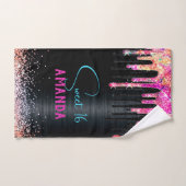 Cute unicorn Black glitter verjaardagsmonogram Bad Handdoek (Handdoek)